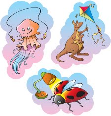 Children alphabet pictures for letters J K L