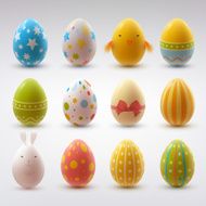 Set of realistic eggs on white background N10