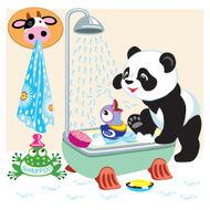 cartoon panda in the bathroom