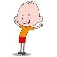 The boy in the orange-red suit