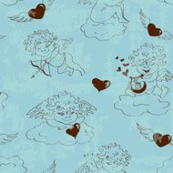Seamless pattern with funny cartoon cupids