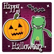 Happy Halloween card with cute monsters pumpkin N8