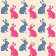 Rabbit easter seamless pattern