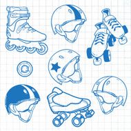 set of roller skates helmets wheel N3