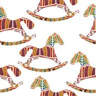 Seamless pattern with rocking horses Vector illustration