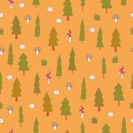 Cute seamless pattern with forest trees N3