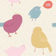 Cute seamless pattern with birds in pastel colors N2