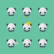 Panda vector icons set in flat design N3