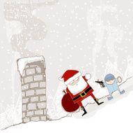 Give me your bag old man! Christmas scene