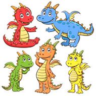 dragon cartoon set