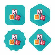 ABC blocks flat icon with long shadow eps10 N25
