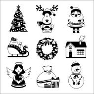 Christmas icons black and white