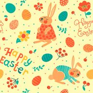 Happy Easter seamless pattern with cute bunnies and eggs N2