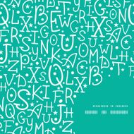 Vector white on green alphabet letters frame corner pattern background