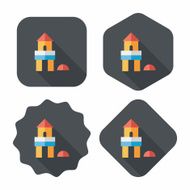 brick house flat icon with long shadow eps10 N17
