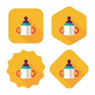Baby bottle flat icon with long shadow EPS 10 N121