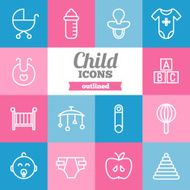 Set of flat child icons