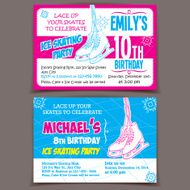 Ice skating birthday party invitation cards N2