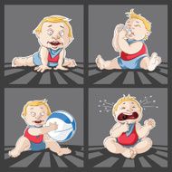 Baby Cartoon Little Boy Playing Crying Feeding Poses