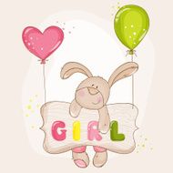 Baby Bunny with Balloons - Arrival Card