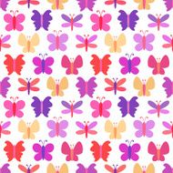 Cute seamless vector pattern of colorful butterfly silhouettes