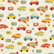 Radio car and plane with seamless pattern