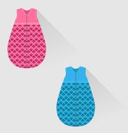 two isolated baby sleeping bags in flat style