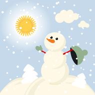 Winter Fun snowman kids vector 2015 retro N5