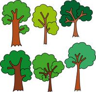 Set of cartoon trees