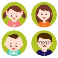 happy family faces icon set