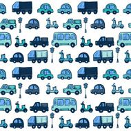 Vector colorful hand drawn doodle cartoon cars seamless pattern N2