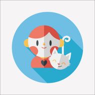 Pet cat and boy friendship flat icon eps10 N12