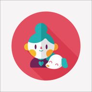 Pet dog and girl friendship flat icon eps10 N7