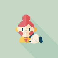 Pet dog and girl friendship flat icon eps10 N8
