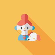 Pet dog and girl friendship flat icon eps10 N9