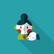 Pet dog and girl friendship flat icon eps10 N10