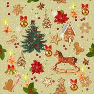 Seamless christmas pattern with rocking horse N2