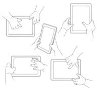 Child&#039;s hands holding a tablet vector illustration