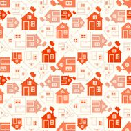 Home sweet home house silhouette and outline seamless pattern N2