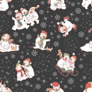Snowman seamless pattern on dark background