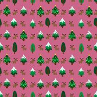 Christmas theme pinetree and reindeer seamless pattern