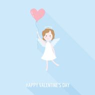 Valentine&#039;s Day Card - Cupid Angel with Heart N2