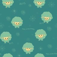 Seamless pattern with funny sheep and hearts