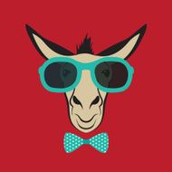 Vector image of a donkey wearing blue glasses
