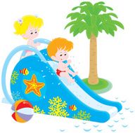 Children on a waterslide N4