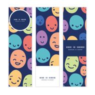 Vector funny faces vertical banners set pattern background