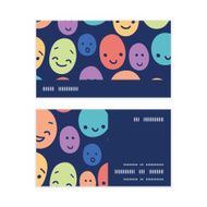 Vector funny faces horizontal stripe frame pattern business cards set N2