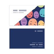 Vector funny faces horizontal corner frame pattern business cards set