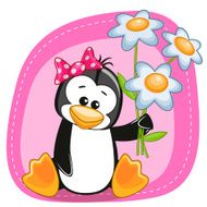 Penguin with flowers N4