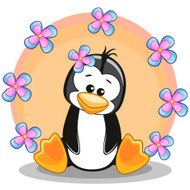 Penguin with flowers N5